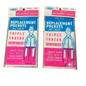Vintage Penn Sew On Replacement Pockets Lot of 2 New in Package Style 21 USA